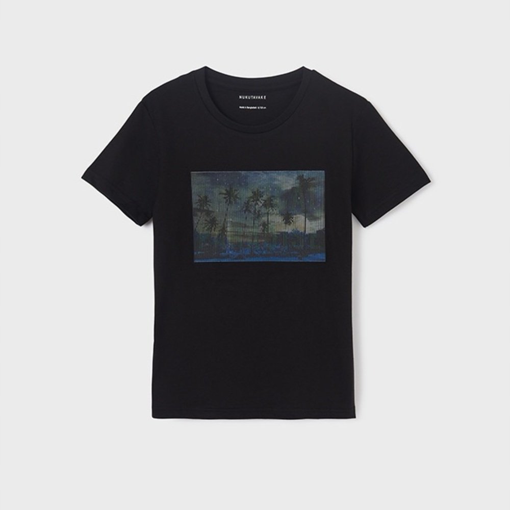 Mayoral Black Tee with Tropical Print